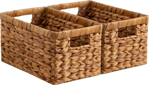Vista 13 de StorageWorks Cesta de mimbre con asa, cestas de almacenamiento de mimbre para organizar, cestas de almacenamiento decorativas para estantes, cuerda