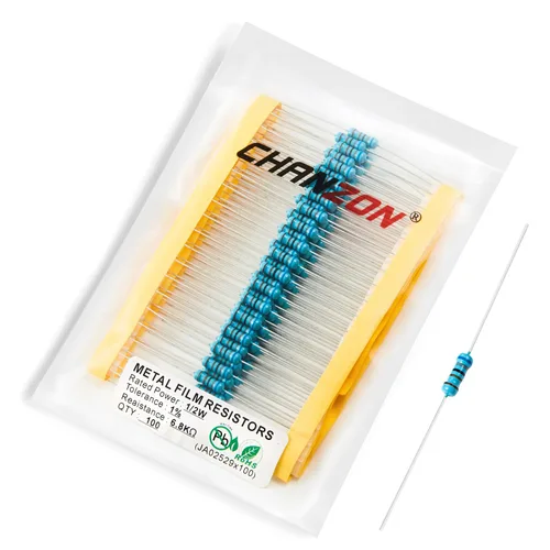 Vista 85 de Chanzon 100pcs 1/2W (0.5W) 1 Ω ohmios Resistencia fija de película metálica 0.01 ±1% Tolerancia 1R MF Orificio pasante Resistencias limitadoras