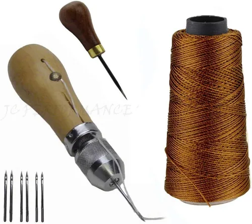 Vista 12 de JC Performance - Juego de herramientas de reparación de puntada rápida de cuero, hilo resistente (sin punzón, negro)