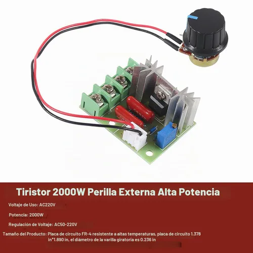 Vista 3 de Regulador de voltaje de CA de 2 piezas, módulo regulador de voltaje eléctrico SCR de 50-220 V de 2000 W, regulador de temperatura, regulador de 2