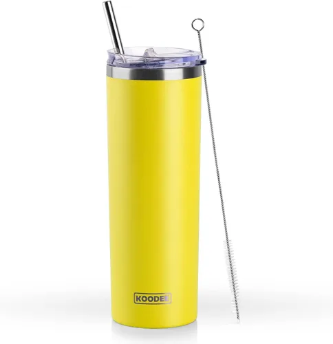 Vista 27 de koodee Vaso Tumbler Delgado de Acero Inoxidable de 20 oz con Aislamiento de Doble Pared, Vaso Tumbler Delgado para Agua para Café, Té (Azul Bebé)