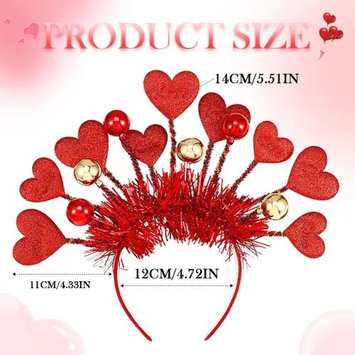 Vista 5 de CLOACE Diadema para el día de San Valentín, con luz de corazón, aro de pelo, con luces LED, accesorios para el cabello para mujer