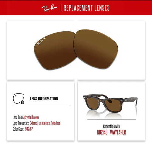 Vista 2 de Lentes de repuesto originales Wayfarer RB2140 para hombres y mujeres + paquete con kit de gafas de diseñador iWear