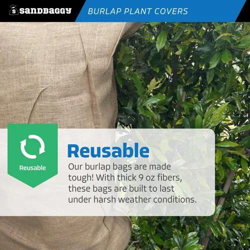 Vista 8 de Sandbaggy Bolsas de arpillera de 24 x 40 pulgadas, tela de protección contra heladas y congelación para árboles, arbustos y plantas al aire libre