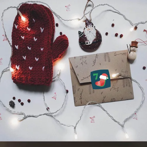 Vista 4 de 8 hojas de calcomanías de calendario de Adviento de Navidad con números de 1 a 24 lindas calcomanías de calendario de Navidad para manualidades