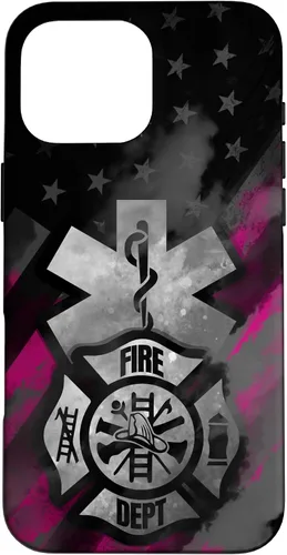 Vista 19 de EMT EMS Firefighter Pink Smoke Line USA American Flag Case for iPhone 17