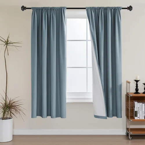 Vista 36 de H.VERSAILTEX Cortinas 100% de opacidad para cocina, con aislamiento térmico, cortinas opacas completas con forro blanco, cortinas de eficiencia