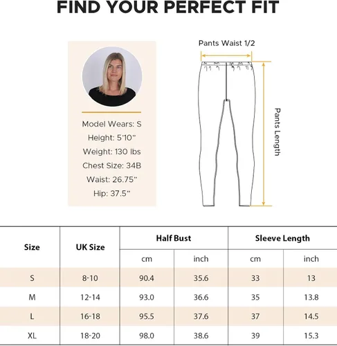 Vista 6 de INNERSY Ropa interior térmica para mujer, ligera, capa base larga