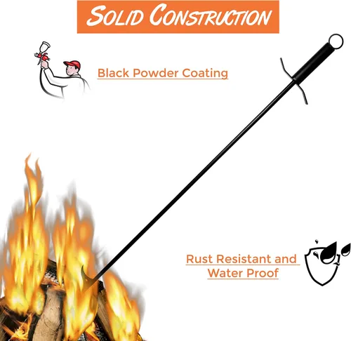 Vista 3 de SIMOND STORE Poker para hogueras de 36 pulgadas, resistente con recubrimiento en polvo resistente a la corrosión, póquer para chimenea
