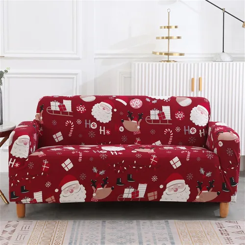 Vista 10 de Yiran - Funda de sofá verde de Navidad, protector de muebles para niños y mascotas con Santa Claus impreso, funda elástica para sofá de 3 plazas
