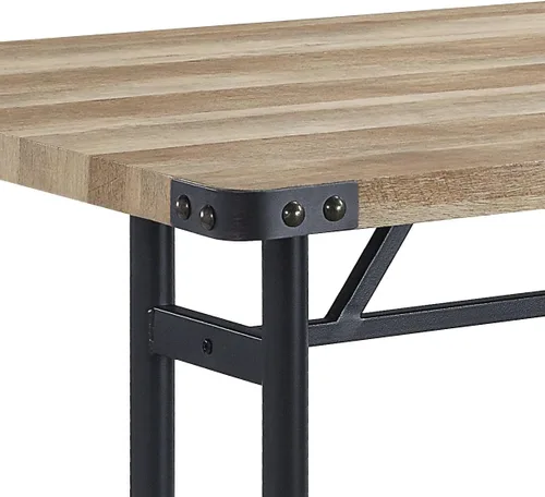 Vista 5 de Mesa de comedor negra de roble y arena con patas de metal