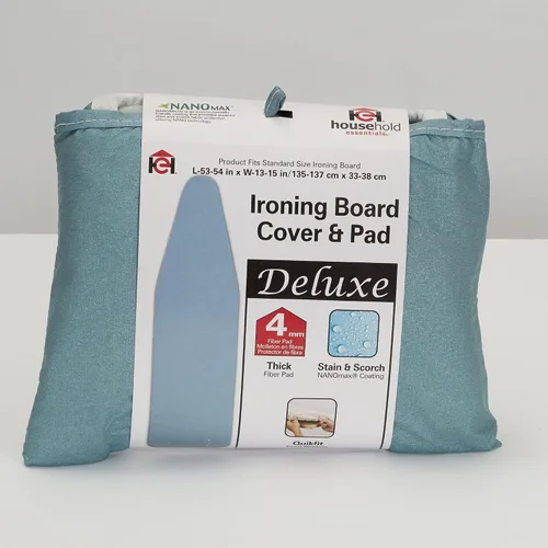 Vista 2 de Household Essentials 2002DSP Deluxe Ironing Board Pad and Cover 100% Cotton Blue Silicone Azul