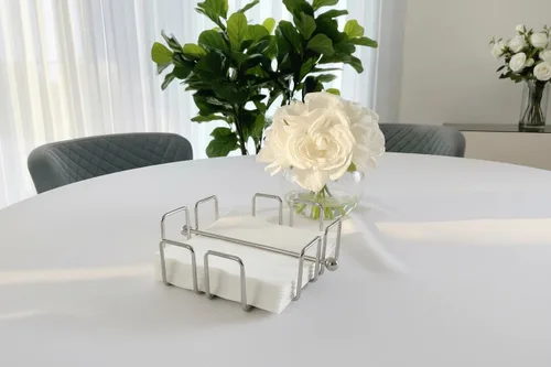 Vista 4 de Cuisinox Servilletero de acero inoxidable para interiores y exteriores con brazo pesado, 7.5 x 7.5 pulgadas