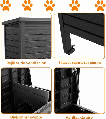 Vista 5 de DRATO Casa para Gatos de Exterior, Refugio para Gatos Ferales Resistente a la Intemperie con Piso Elevado, Cálida, Material PP, Casa Exterior