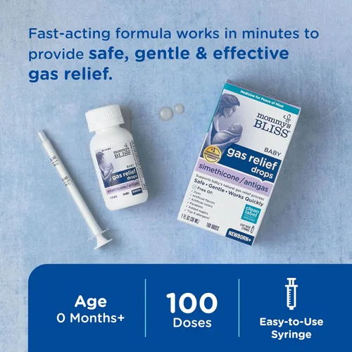 Vista 2 de Mommy's Bliss Botella de gotas de alivio de gas, sabor a extracto de jengibre, 1 onza líquida #1 pediatrician-recommended ingredient, simethicone
