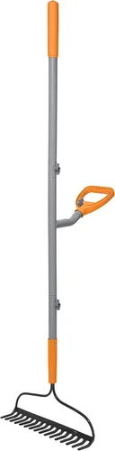 Vista 5 de ErgieShovel ERG-BWRK16 Rastrillo de Arco de Acero Reductor de Tensión Resistente a Impactos, 16 Dientes, Eje de 54 Pulgadas, con Segundo Mango