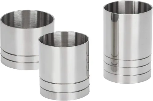 Vista 3 de Juego de 3 tazas medidoras de acero inoxidable para cóctel, color plateado (0.8 fl oz+1.2 fl oz+1.7 fl oz)