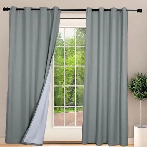 Vista 27 de Frelement Cortinas opacas extralargas de 108 pulgadas de largo, para sala de estar, cortinas de lino con bloqueo de luz, cortinas con aislamiento