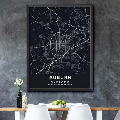 Vista 5 de Map of Auburn, Alabama, Evening (18x24)