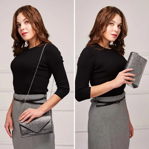 Vista 2 de Dasein Bolso de mano con satén satinado para mujer, tipo embrague, para noche, bandolera, bolsos, fiesta, graduación, boda, sobre