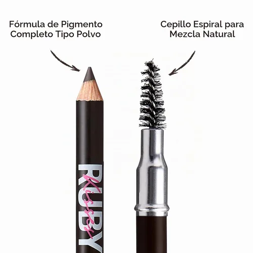 Vista 4 de Ruby Kisses GoBrow - Lápiz de cejas, afilable, de larga duración, lápiz de madera para cejas de aspecto natural, paquete de 3 unidades (negro marrón)