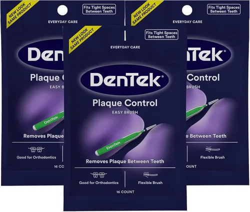 Vista 12 de Cepillos Interdentales de Control de Placa DenTek - Ajustados, Paquete de 16 - Removedor de Placa Interdental Fácil de Cepillar con Flúor - Limpia