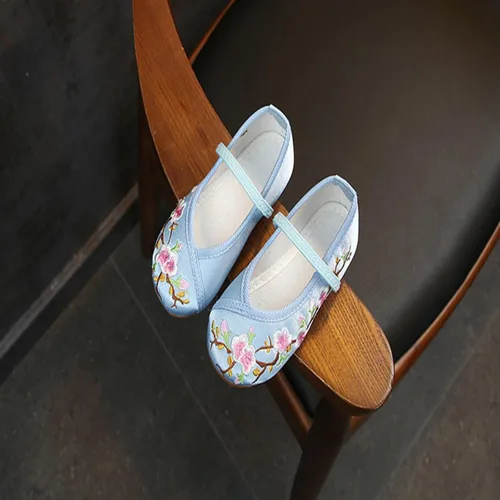 Vista 5 de Encanto - Disfraz de Mirabel para niñas preciosos zapatos planos Mary-Jane de tacón bajo punta redonda zapatos de ballet con bordado floral