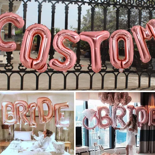 Vista 6 de TONIFUL Globos grandes de 40 pulgadas de oro rosa con la letra A, globos gigantes del alfabeto, globos grandes de Mylar para decoración de fiestas