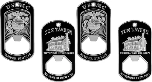 Vista 7 de Military Gift Shop One USMC Death Smiles at Everyone – Marines Smile Back - Abridor de botellas de identificación para perro – Abrebotellas