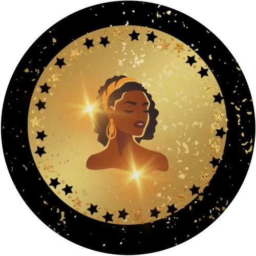 Vista 3 de Reina africana con colores dorados y negros - PopSockets de vida suave intercambiables PopGrip
