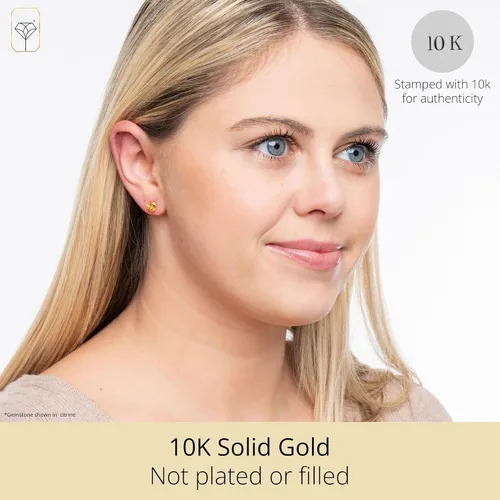 Vista 2 de 10k Yellow Gold Round Checkerboard Cut Stud Earrings (6mm) by MAX + STONE