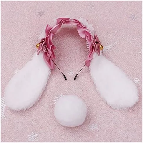 Vista 7 de Cosplay Girl - Diadema de peluche con orejas de conejo, accesorio para la cabeza
