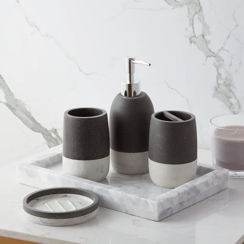Vista 21 de Marina Decoration Juego de accesorios de baño de 4 piezas de decoración moderna de lujo, incluye dispensador de loción de jabón líquido para baño