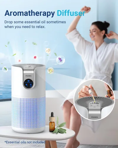 Vista 3 de Purificadores de aire para el hogar, habitación grande de hasta 1500 pies cuadrados con aromaterapia, purificador de aire MOOKA HEPA