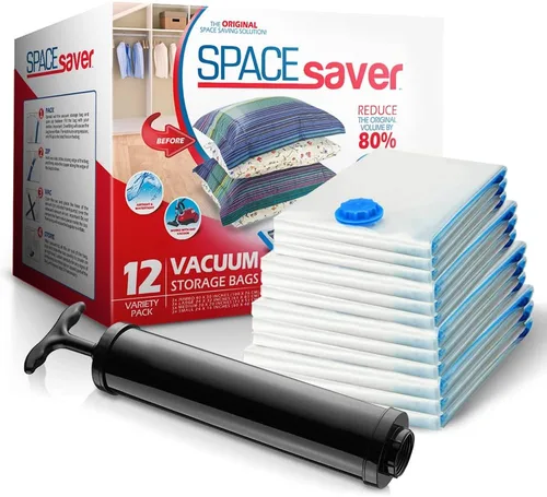Vista 10 de [Usado] Paquete de 6 bolsas de almacenamiento al vacío variadas para edredones, mantas y ropa, bolsas de compresión selladas al vacío con bomba