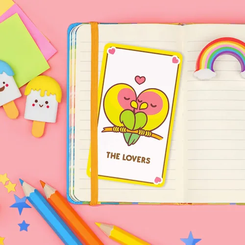 Vista 8 de Lindas cartas de tarot Kawaii para principiantes - Baraja mágica de anime Oracle para adolescentes