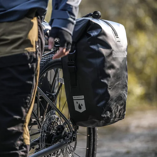 Vista 6 de Bolsa para Bicicleta Rhinowalk Bolsa de Alforja Impermeable para Bicicleta para Portaequipaje de Bicicleta Bolsa de Sillín de Bicicleta Bolsa