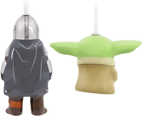 Vista 2 de Hallmark Star Wars: The Mandalorian and Grogu Holding Cup Decoupage Adornos de Navidad, juego de 2 (0003HCM1125)