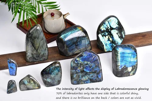 Vista 7 de AMOYSTONE Piedra decorativa única labradorita pulida losa cristal aura curación reiki decoración del hogar pequeña 0.8-1.3 libras