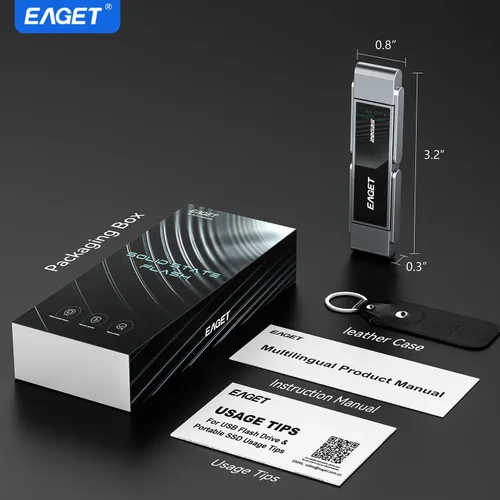 Vista 7 de EAGET Unidad flash USB dual de alta velocidad de 512 GB, hasta 2100 MB/s, SSD portátil con USB 3.2 + USB-C, marco de metal y diseño de ventana