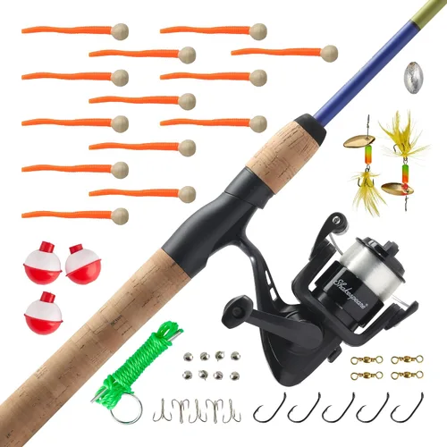 Vista 21 de Shakespeare Catch More Fish Spinning Reel and Fishing Rod Combo with Kit rojo - mediano