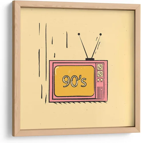 Vista 8 de Canvas Lab The 90's on TV by Vision Grasp Art 11 x 11 in Fine Art Framed Print, Frame Color: Black, With Mat History, Illustrations, Pop