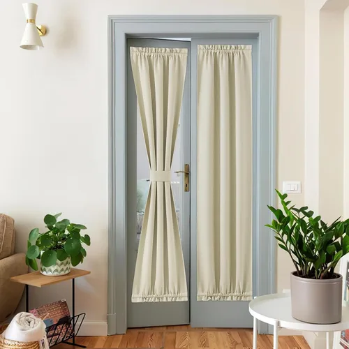 Vista 138 de NICETOWN Cortinas de Lino para Puerta Lateral - Cortinas Opacas con Aislamiento Térmico para Puerta Delantera Francesa para Sombra Pequeña