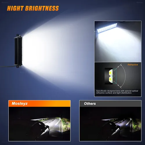 Vista 3 de Barras de Luz LED Pods de Doble Fila de 7 Pulgadas - Combo Delgado de Luz LED Spot Flood para Conducción Todoterreno, Luces Antiniebla LED Luces