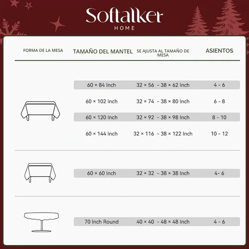 Vista 7 de Softalker Mantel Cuadrado de Jacquard Navideño, Mantel Impermeable Vintage de Invierno con Acebo, Cubierta de Mesa de Tela Estilo Granja Navideña