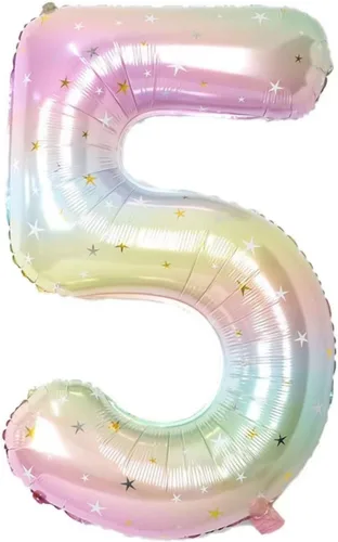 Vista 2 de Globos arcoíris número 5 de 40 pulgadas y mini globo de mariposa, decoraciones de cumpleaños de mariposa para niñas, globos de 5º cumpleaños