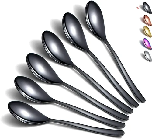 Vista 12 de Cucharitas de 6 cucharas de cubiertos de acero inoxidable, cucharas pequeñas de acero inoxidable, cucharas de té para el hogar, cocina