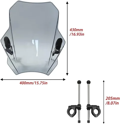 Vista 2 de Parabrisas de motocicleta universal para Ducati Monster 696 796 821 1100 EVO Scrambler 1100 (Color negro 1)