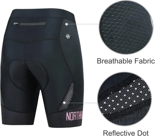 Vista 5 de NORTHHILL Pantalones cortos de ciclismo acolchados para mujer, pantalones cortos de ciclismo de cintura alta con forro 4D acolchado de gel Spin
