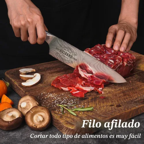 Vista 6 de Regalos para él, marido, hombres, Navidad, aniversario, 8 pulgadas, acero inoxidable alemán profesional 1.4116, cuchillo de chef grabado
